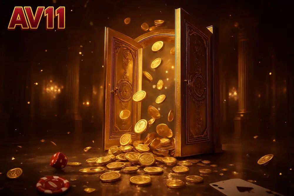 AV11 Bangladesh casino โ golden doors opening in a marble casino hall with gold coins AV11 Bangladesh casino โ golden doors opening in a marble casino hall with gold coins